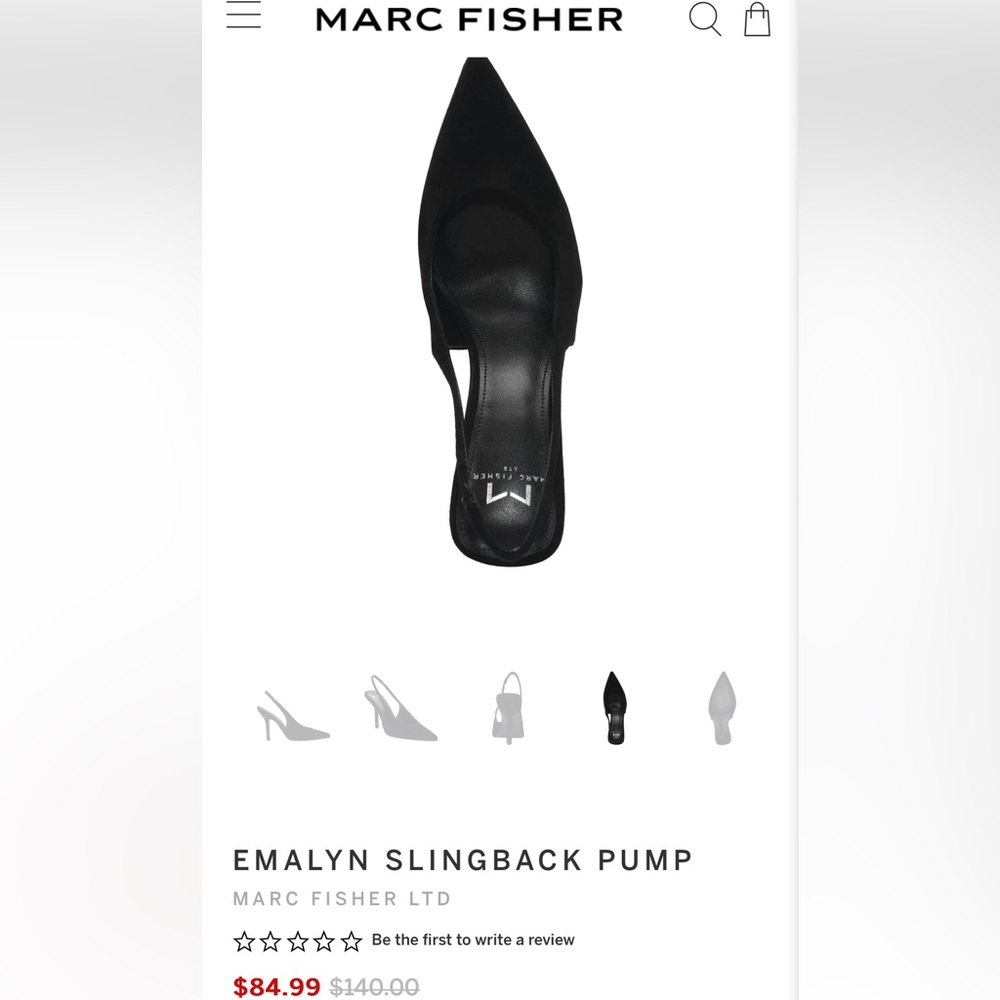 Marc Fisher Emalyn Slingback Pump Black Suede NEW 9.5